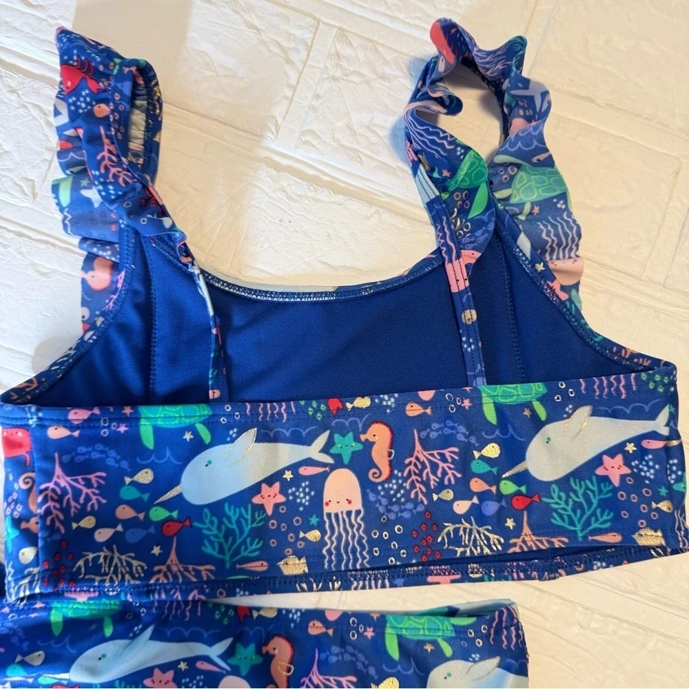 Cat & Jack Kids Blue Sea Life Swim Set Size L (10/12)